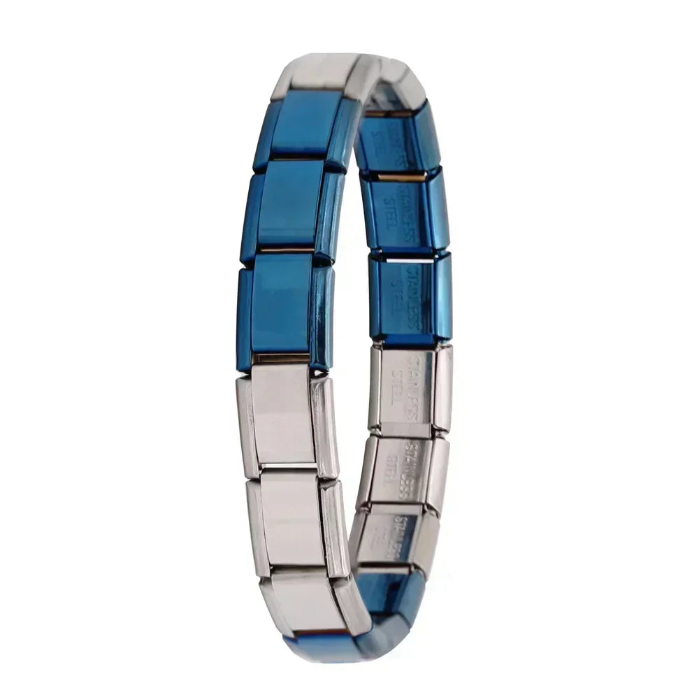 Hapiship New Women's Jewelry 9mm Width Itanlian Elastic Charm  Bracelet Fashion Stainless Steel Bangle