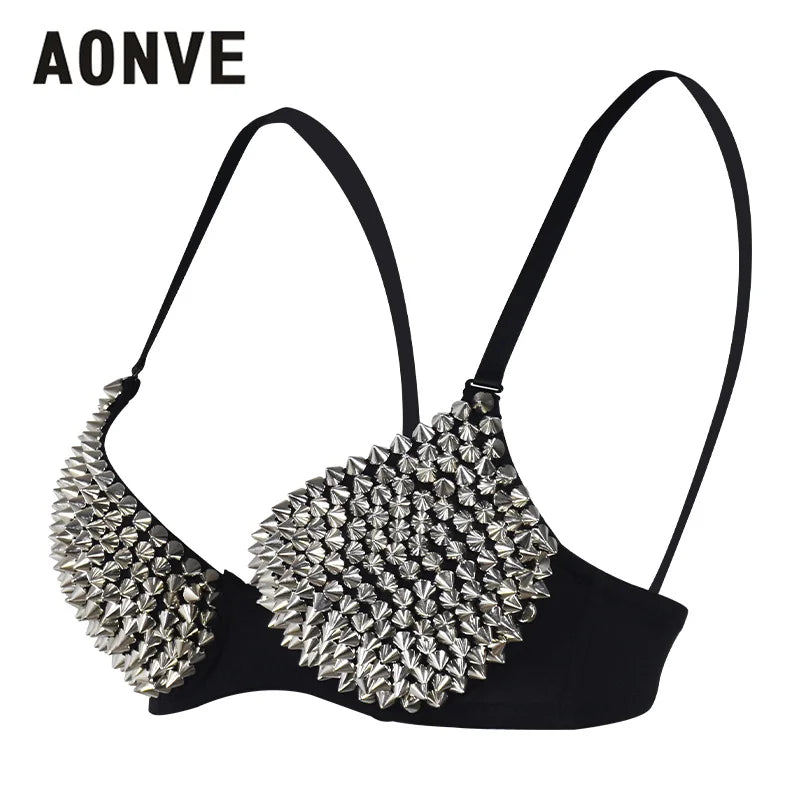 AONVE Newest Sexy Lingerie Sexy Women's Rhinestone Cover Bra Top Gold/Silver Plunge Wire Free Bralete