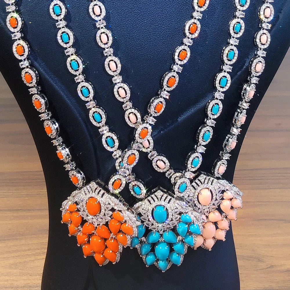 Dubai Bridal Jewelry Set For Women Wedding Party Nigerian African Necklace Earring Set