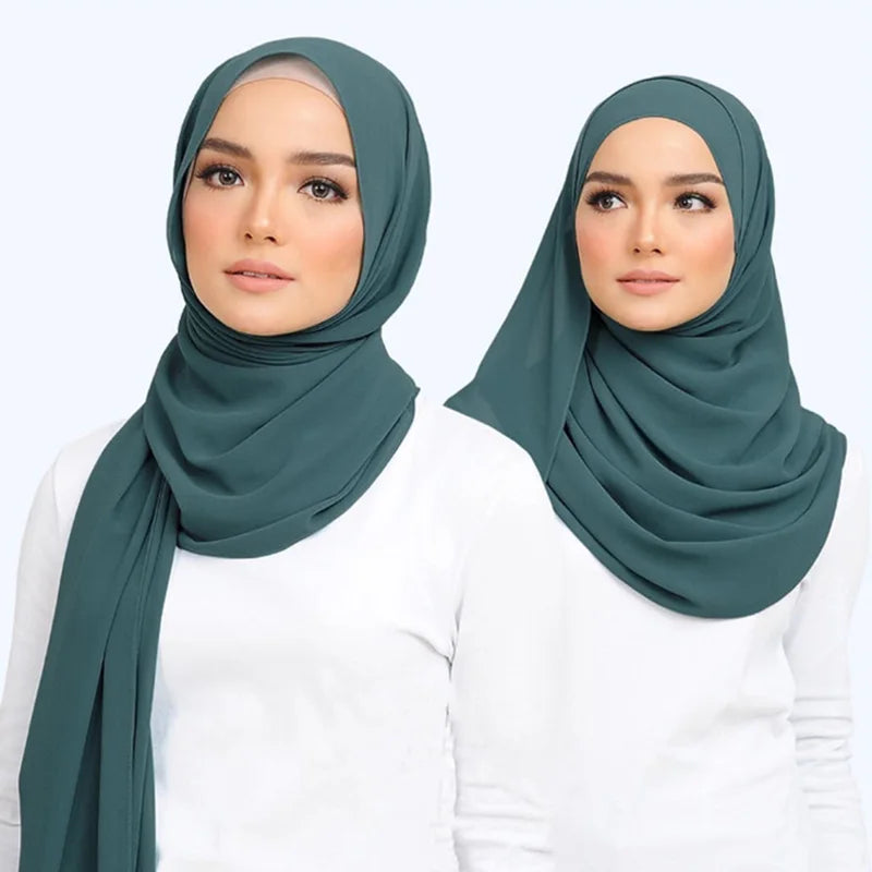 Muslim Chiffon hijab Scarf Long Solid Color Head Wrap Women's Hijabs & Scarves Jersey Hijab Veil