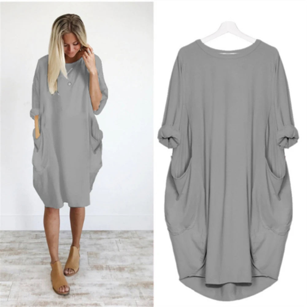 Women's Loose  Long Sleeved Summer Plus Size Dress - Hiron Store