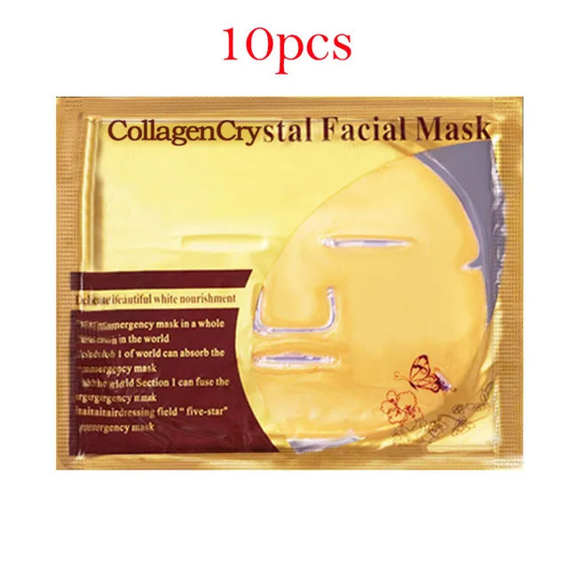 10pcs Crystal Collagen Gold Face Masks Beauty Skin Care Anti-Again Hydrating Moisturizing Facial Mask for Face Care