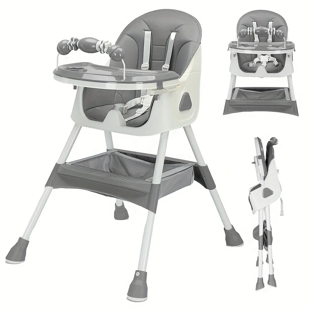 Foldable Baby High Chair 6 Months Plus, with Large Antislip Pad & ToyRack