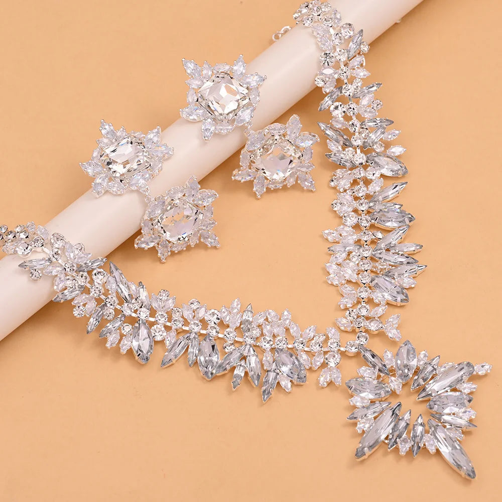 Crystal  Jewelry Set Bridesmaid Necklace and Earring Sets for Women