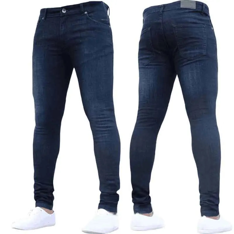 Men Pants Stretch Skinny Trousers Zippered Jeans Men's Clothing