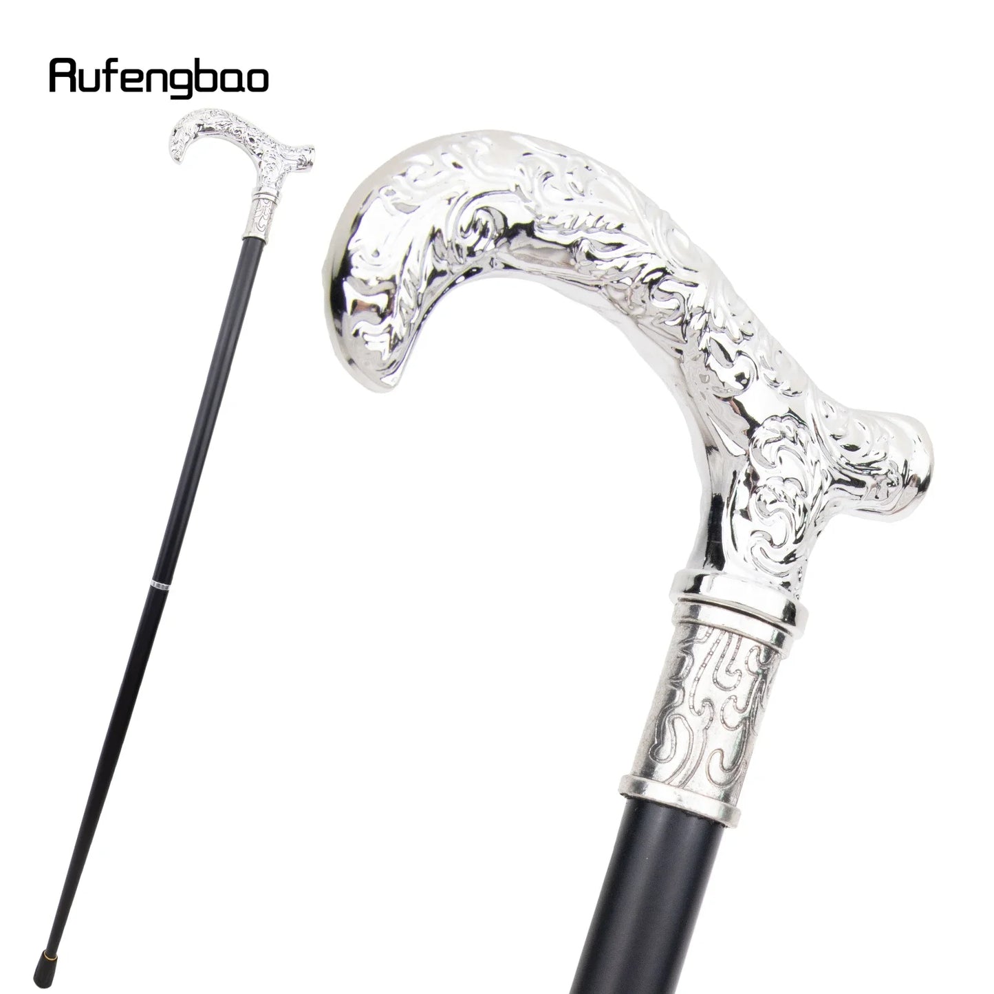 White Flower Pattern Walking Cane Fashion Decorative Walking Stick Gentleman Elegant Cosplay Cane