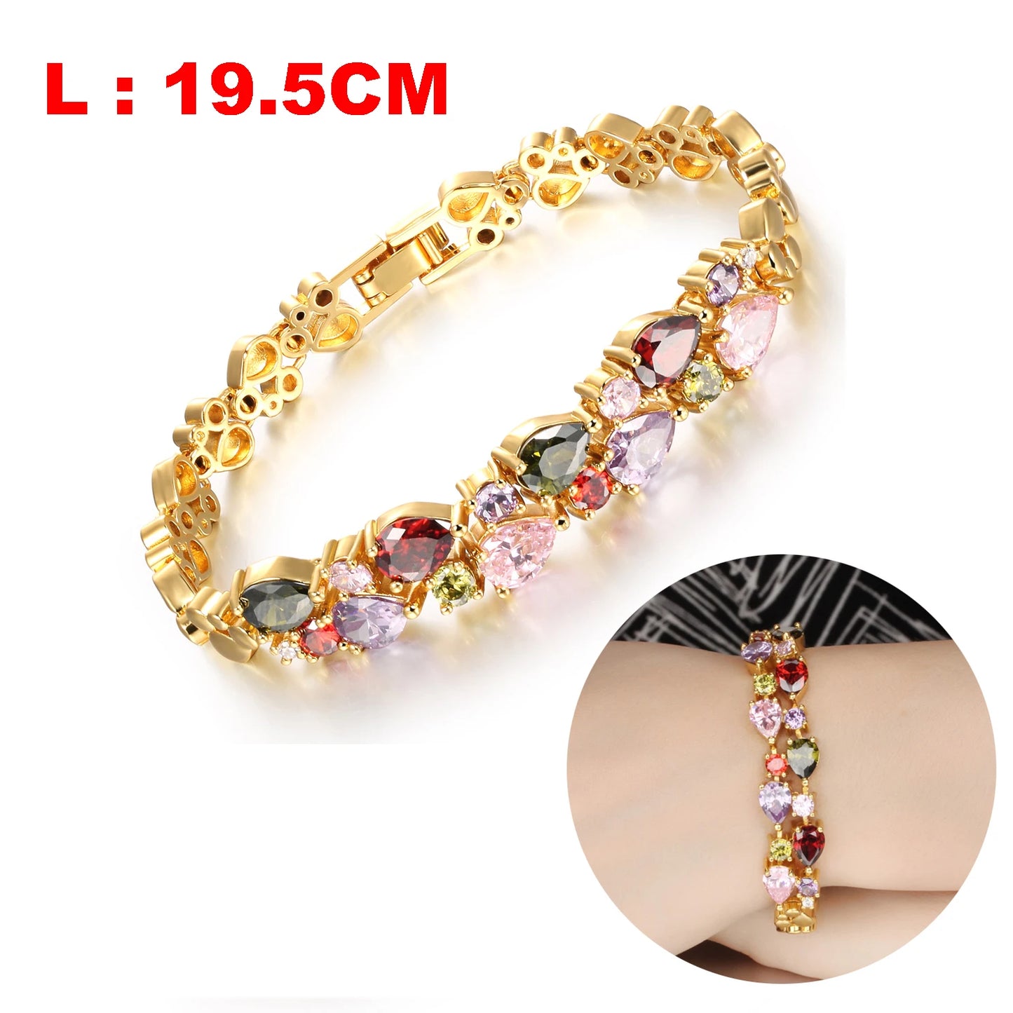 Various Colorful Double-layer Copper Gold Colour AAA Zircon Bracelet Beautiful Lovers For Women Birthday Jewelry - Hiron Store