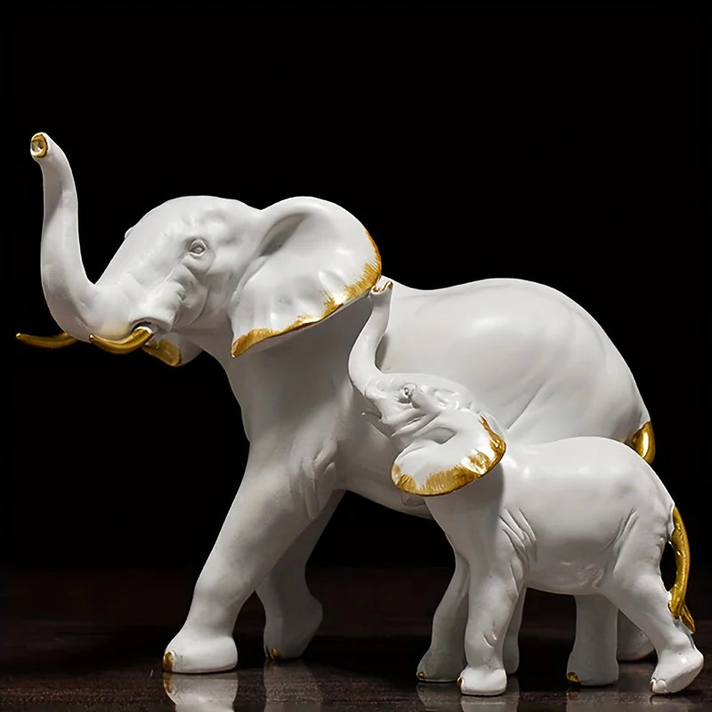 Animal Resin Elephant Statues Sculpture Living Room Table Ornaments Crafts