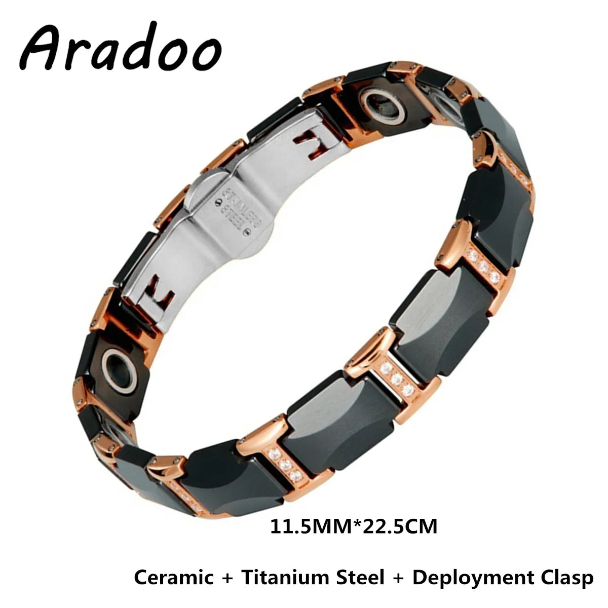 Ceramic Titanium Steel Bracelet Hematite Magnetic Stainless Steel Adjustable Bracelets - Hiron Store