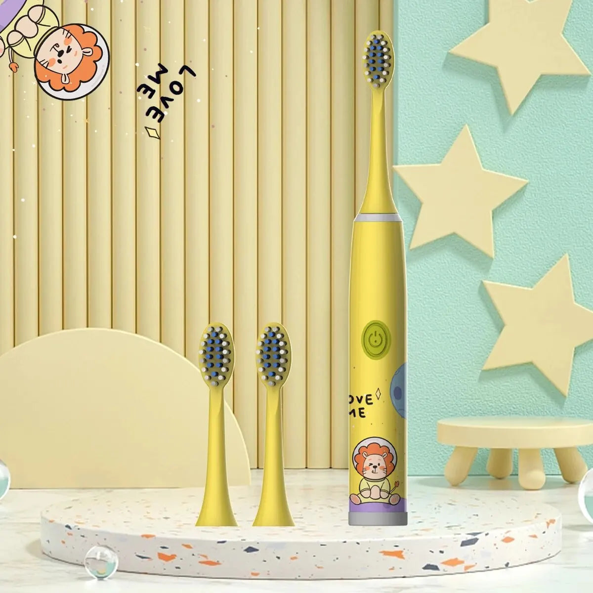 Children's Electric Toothbrush Color Cartoon Space Series Children's Soft Hair Cleaning Brush (Battery Not Included) - Hiron Store