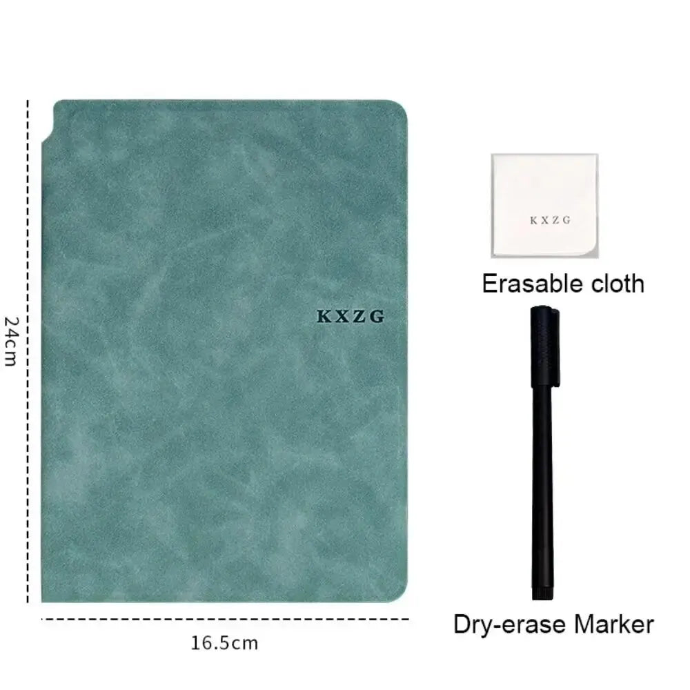 1 Pcs Reusable Whiteboard Notebook Set With Whiteboard Pen Erasing Cloth Leather Memo Pad Weekly Planner Portable Stylish Office - Hiron Store