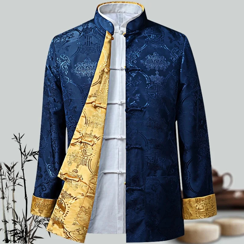 Men Chinese Dragon Shirt Kung Fu Coats China New Year Tang Suit Traditional Chinese Clothing For Men Jackets Hanfu Men Clothing - Hiron Store