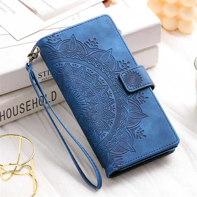 Leather Flip Case For Samsung Galaxy S25 S23 S24 Ultra S22 S21 Plus S20 FE S10 + Note 20 10 9 8 Card Wallet Embossing Phone Bag