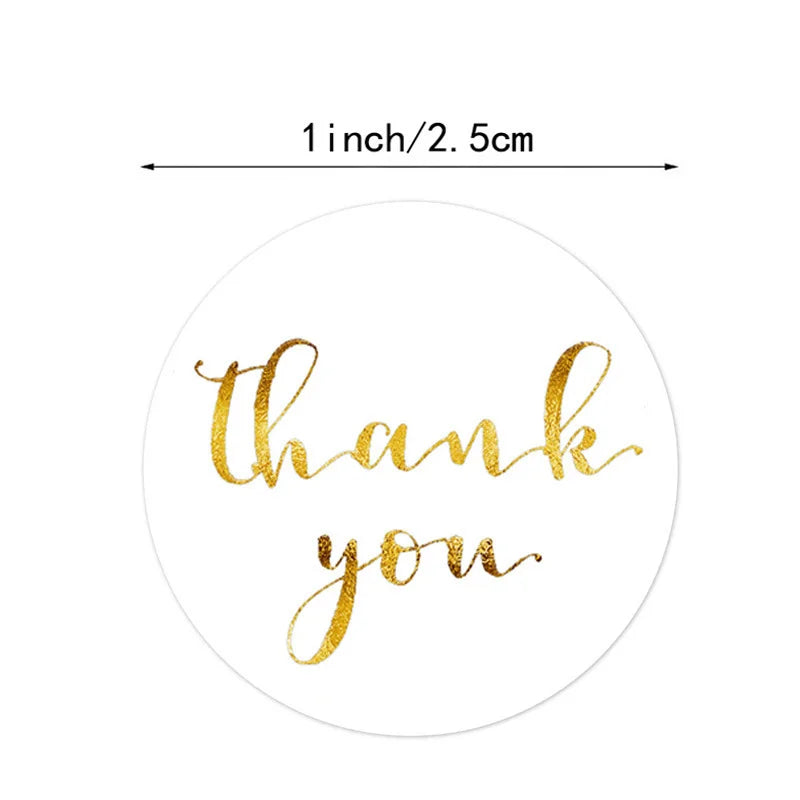 500pcs Round Labels Kraft Paper Thank You Sticker Dragees Candy Bag Flower Gift Box Cake Boxes and Packaging Wedding Stickers - Hiron Store