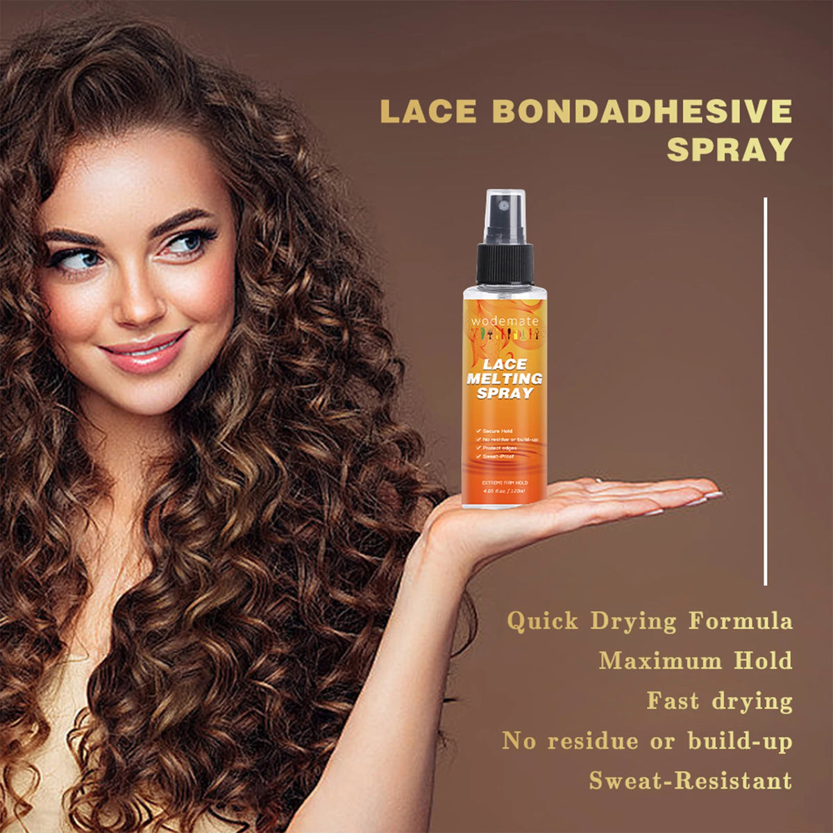 Melting Spray for Lace Wig Melting Spray Long Lasting Invisible Quick Drying Hold 120ml Hair Styling product