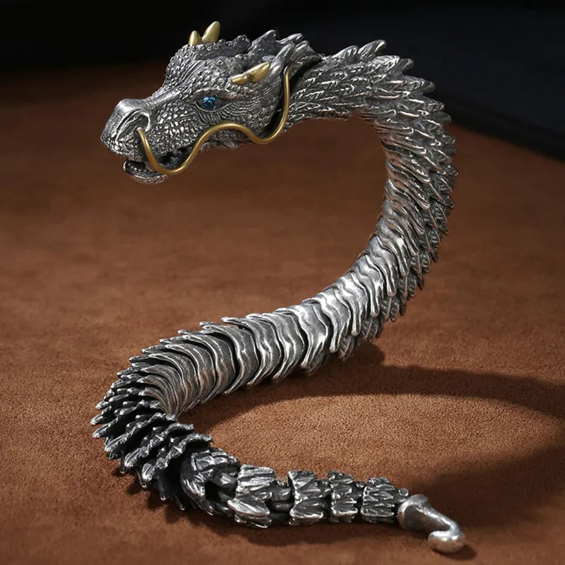 Handmade Three-dimensional Dragon Bracelet Men's Trendy Personality Domineering Retro Faucet Collection-level Series Jewelry - Hiron Store