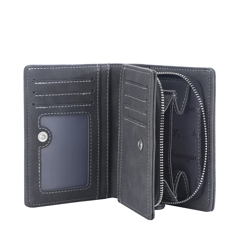 Leather Men Wallets High Quality Zipper Wallet Hipster Credit Card Holders Coin Purses