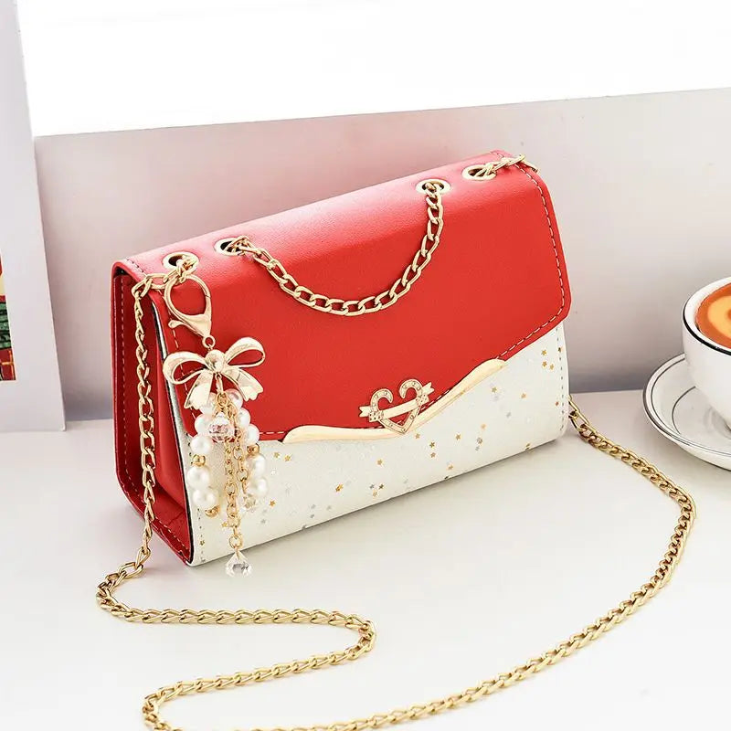 Trendy Fashion Ladies Crossbody Small Square Bag Girls Shoulder Bag Cross Square Tassel Pendant Sequin Embellished PU Polyester - Hiron Store