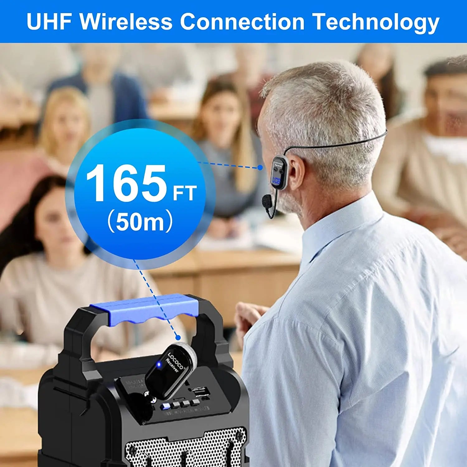 XIAOKOA Wireless Microphone Headset UHF Wireless Headset & Handheld 2 in 1 Mic with LED Digital Display 165 ft Range Microphone - Hiron Store