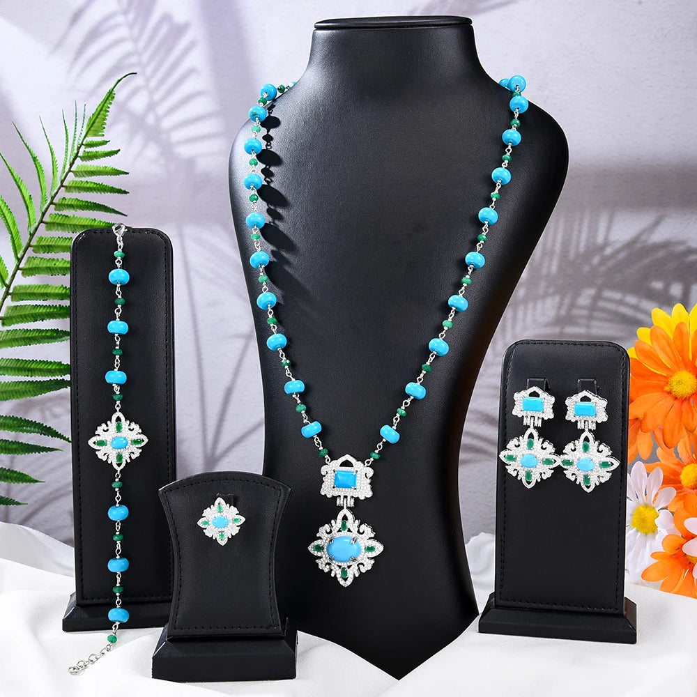 Dubai Bridal Jewelry Set For Women Wedding Party Nigerian African Necklace Earring Set