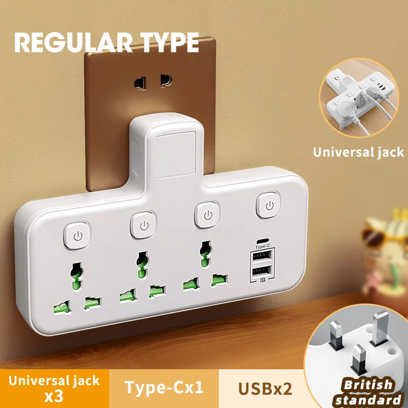 EU UK AU US Plug AC Outlet Power Strip Multiprise Wall Socket Universal Network Filter USB Cherger Separate Switch light Adapter - Hiron Store