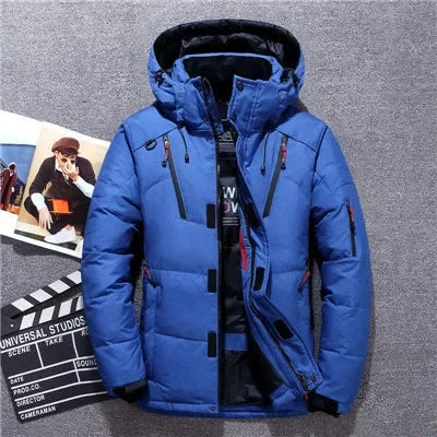 -20 Degree  Winter  Down Coat, Men White Duck Down Parkas Jacket, Mens Thick Warm Snow Parka Jacket ,Overcoat Windbreaker Warm Parkas
