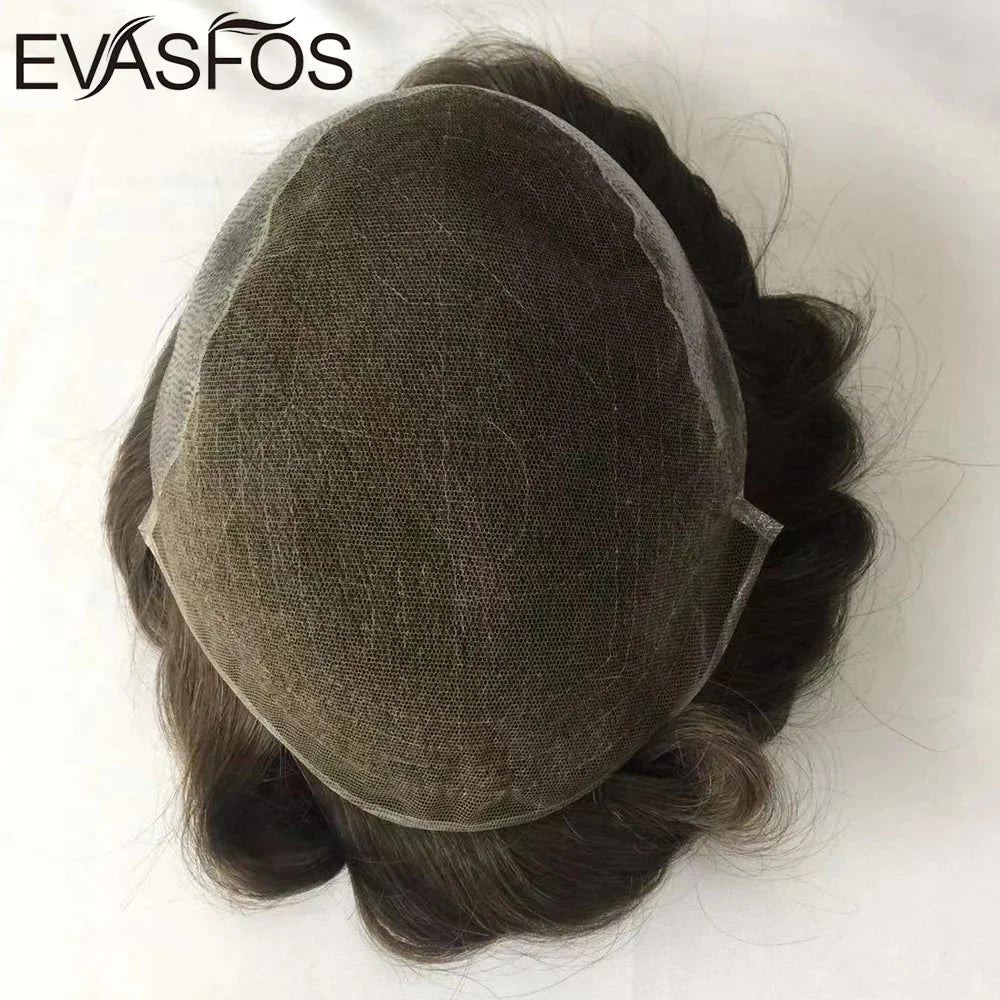 Natural Hairline Bleached Knots French Lace Front Men's Toupee, Poly Skin Hairpieces, Hair Replacement Systems, Various Color