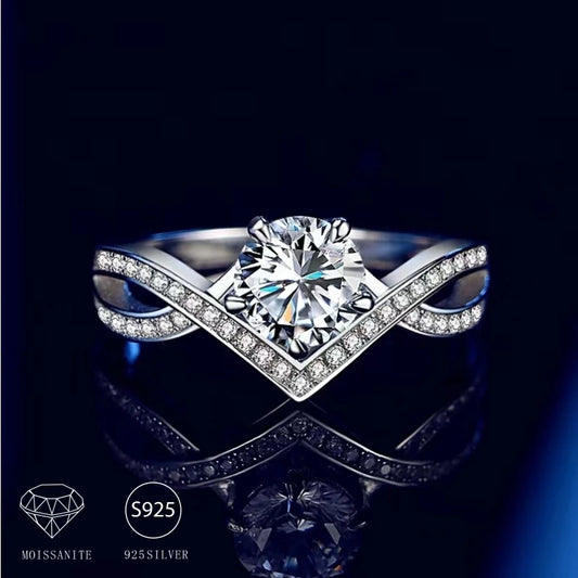 925 Sterling Silver 1 Carat Moissanite Diamond Crown Ring Women's High Fashion Proposal Anniversary Birthday Gift for Mother - Hiron Store