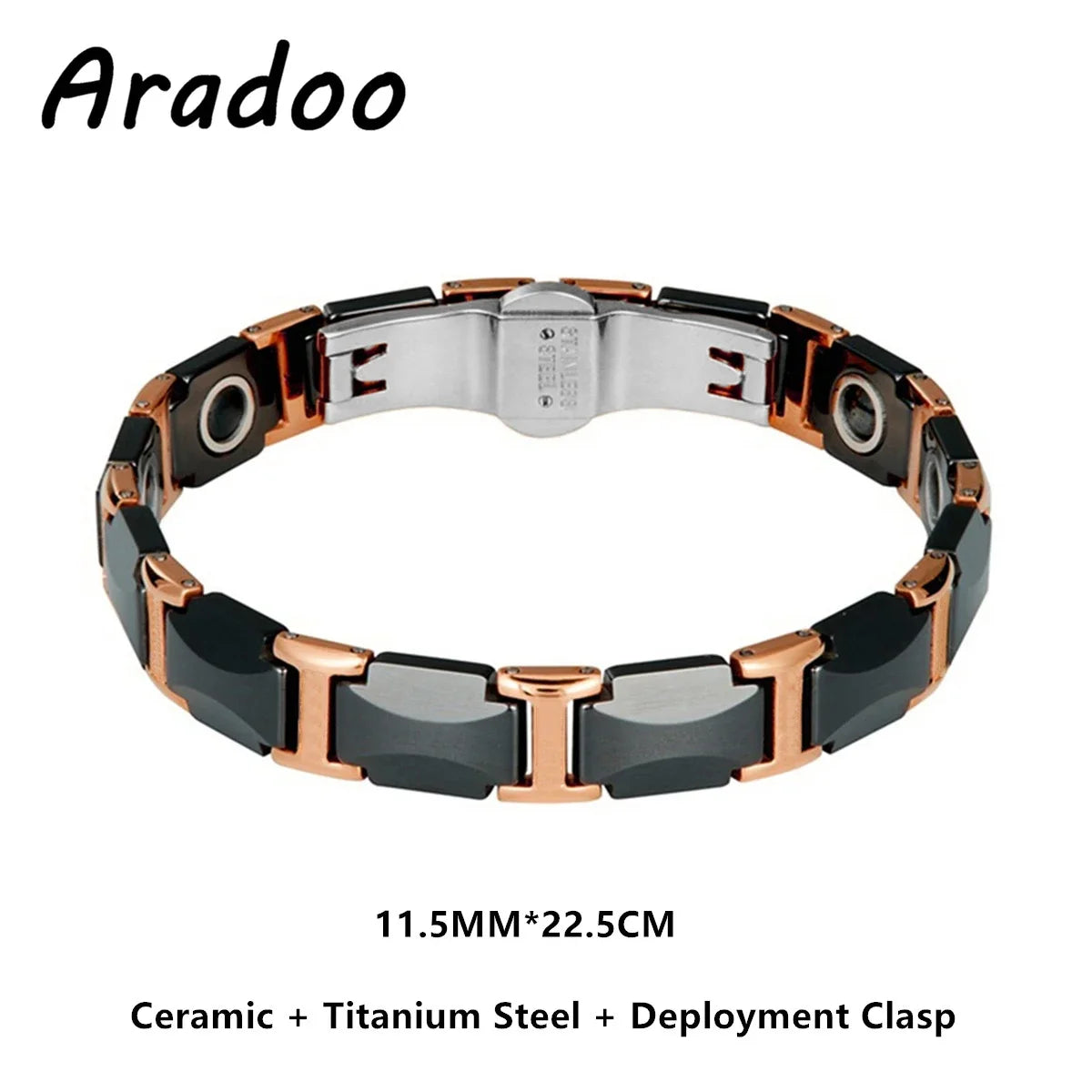 Ceramic Titanium Steel Bracelet Hematite Magnetic Stainless Steel Adjustable Bracelets - Hiron Store