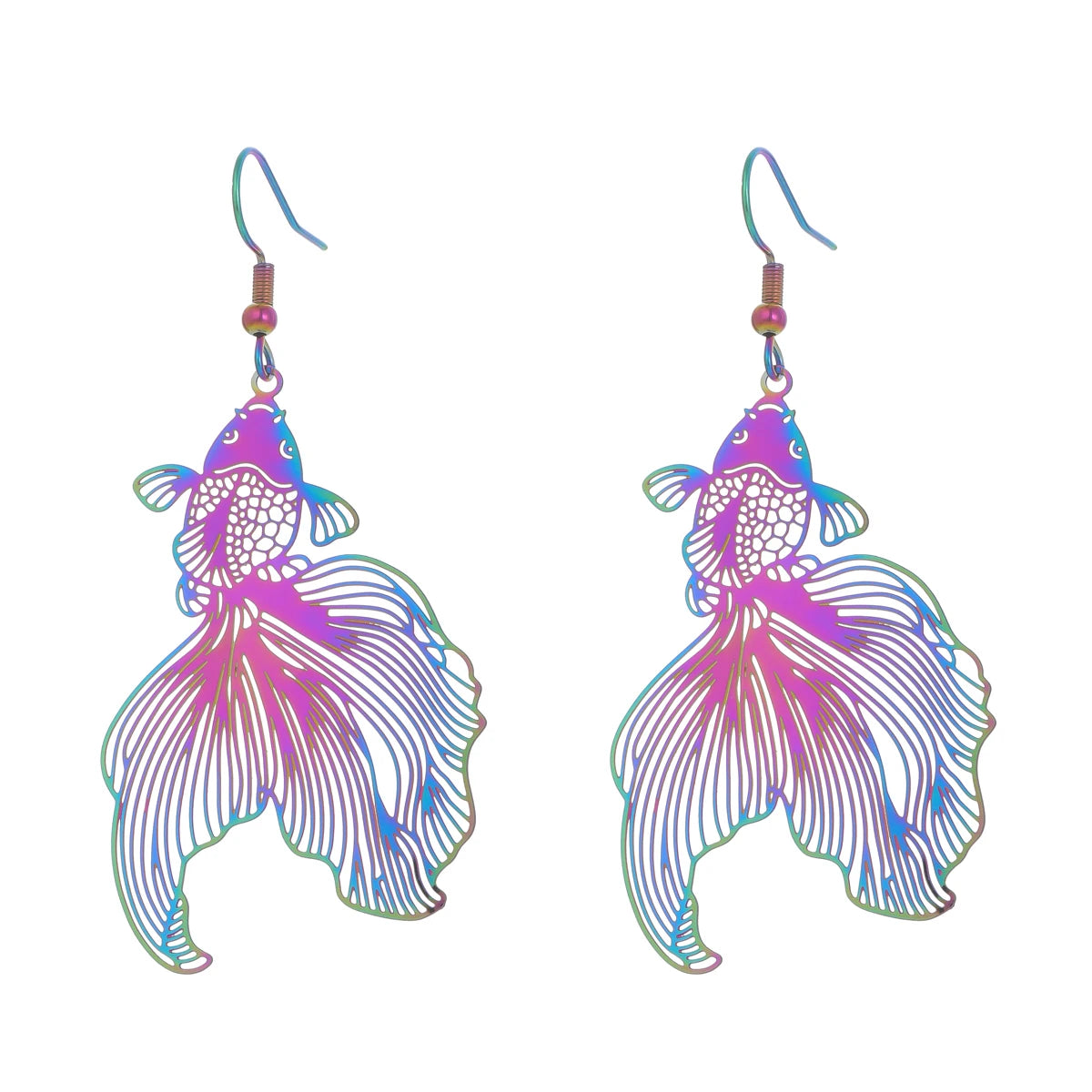 Fashion Hollow Colorful Goldfish Earrings, - Hiron Store