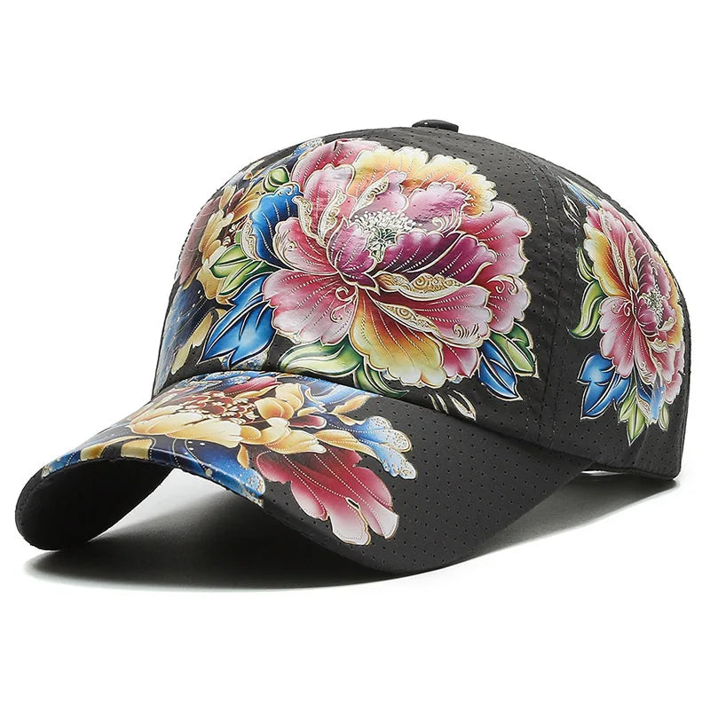 Spring/Summer Quick Drying Baseball Cap Men's & Women's Outdoor Beach Camping Sun Hat Printed Chinese Style Flower Sun Hat