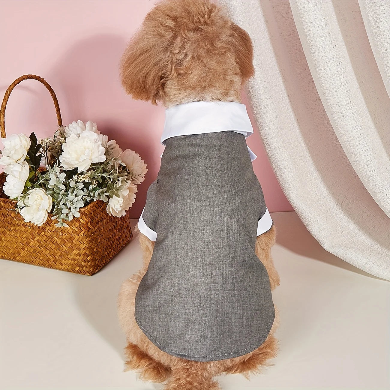 Pet Shirt Small Dog Clothes Wedding Formal Suit With Bow Tie Costume - Hiron Store