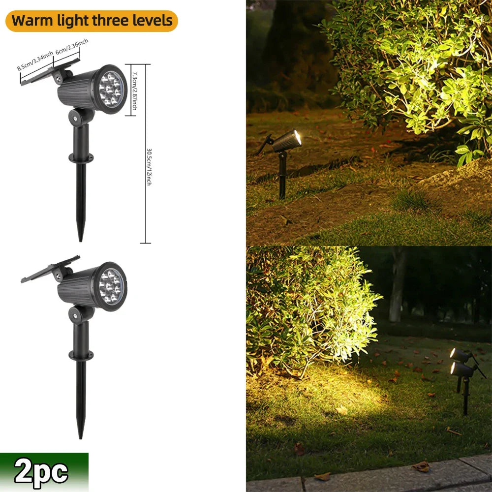 9 LED Solar Spotlights IP65 Waterproof Outdoor RGB Landscape Lighting Adjustable Brightness for Garden Yard