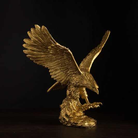 Golden Eagle Statue Art Animal Model Collection Ornament Home Office Desktop Decor