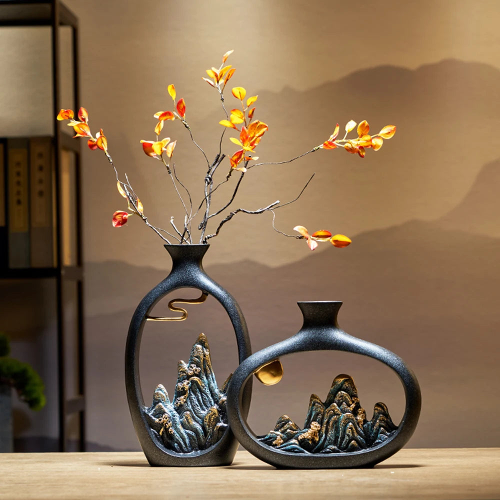 Table Decoration & Home Decoration New Chinese Style Mountain Scenery Vase Decoration