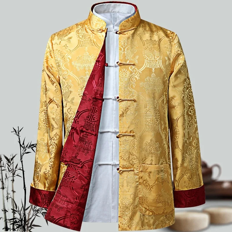 Men Chinese Dragon Shirt Kung Fu Coats China New Year Tang Suit Traditional Chinese Clothing For Men Jackets Hanfu Men Clothing - Hiron Store