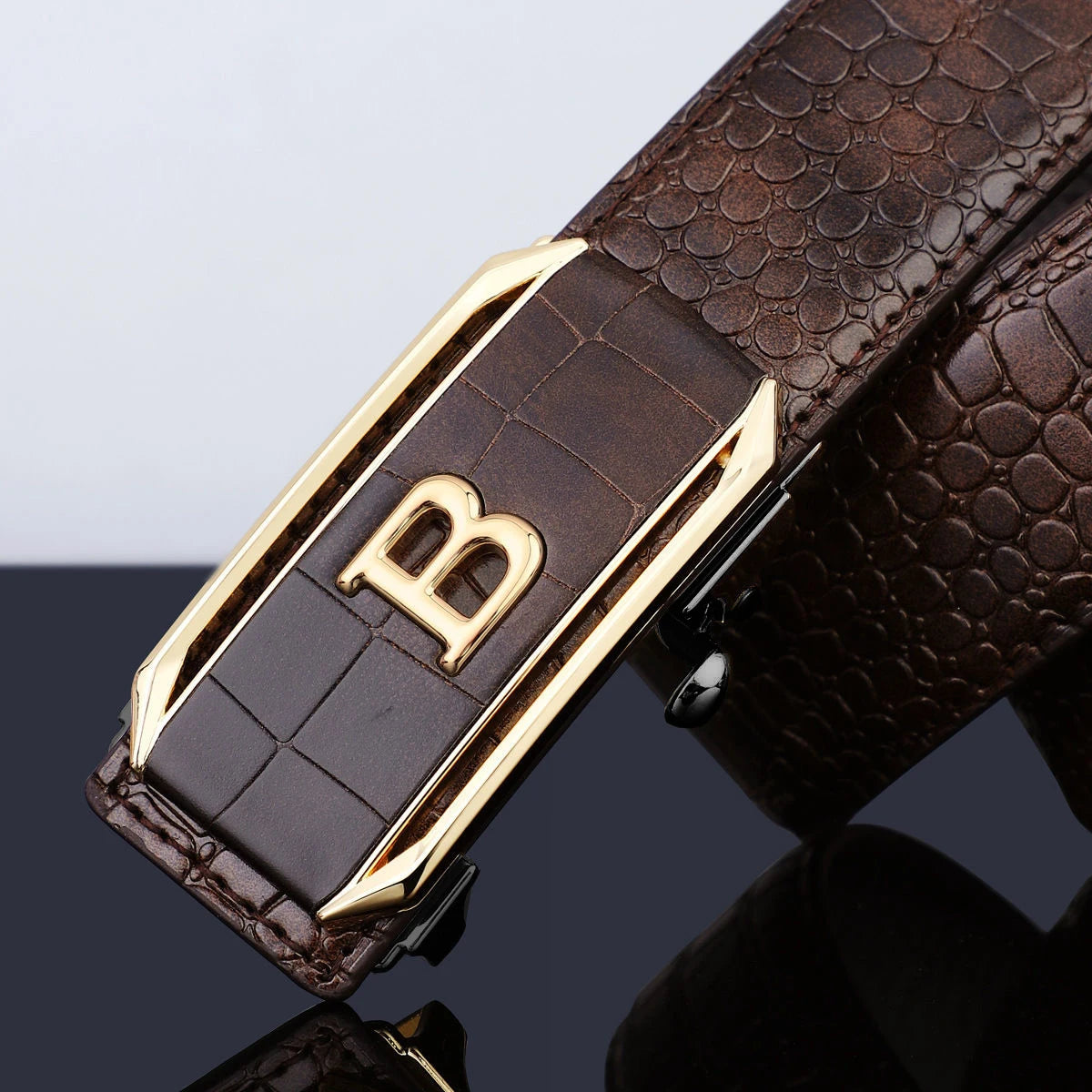 Crocodile Pattern Men's Belt High-Quality Automatic Buckle Belt Fashionable Jeans Strap Trendy Men's Accessories