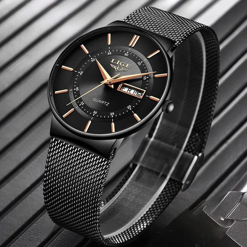 Luxury Watches Waterproof Ultra Thin Date Clock Steel Strap Casual Quartz Watch