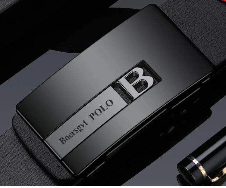 Paul's Personalized Genuine   Men's Leather Belt, with Automatic Buckle Men's Pants  Belt, Waist Belt No Tooth Automatic Buckle