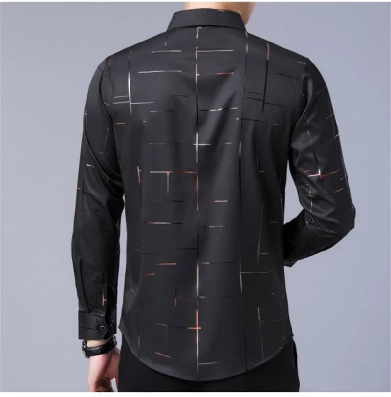 Men's Casual and Fashionable Long Sleeved Printed Shirt, Non Ironing and Wrinkle Resistant Business Top - Hiron Store