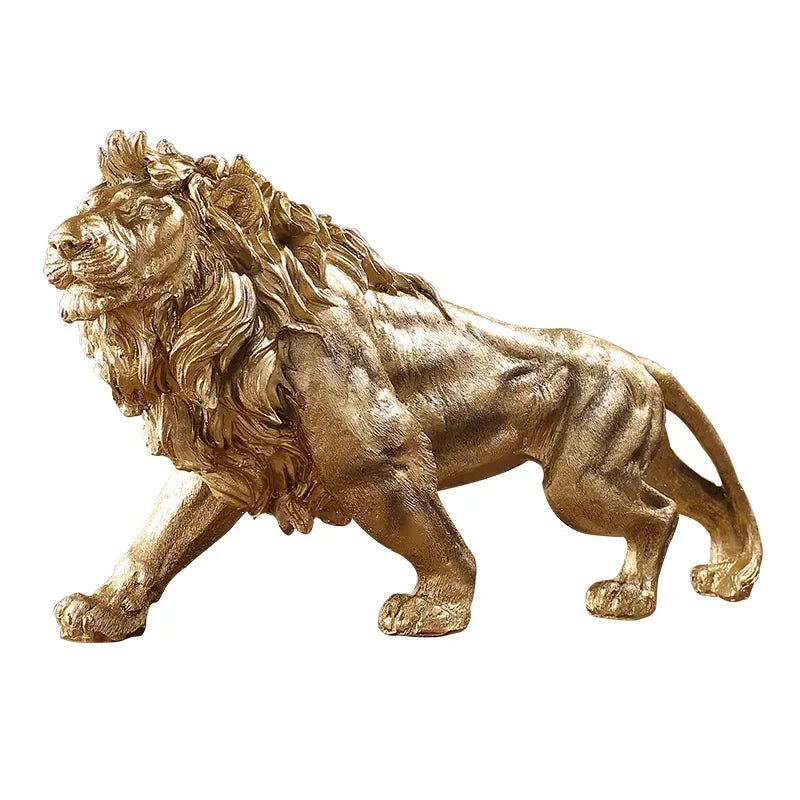 Golden Lion King Resin Ornament Home Office Decoration Accessories Ornament