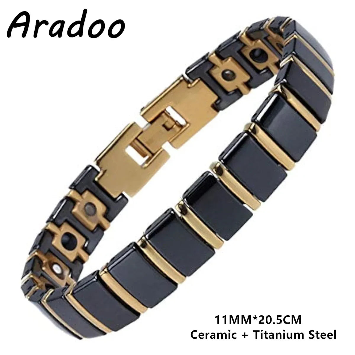 Ceramic Titanium Steel Bracelet Hematite Magnetic Stainless Steel Adjustable Bracelets - Hiron Store