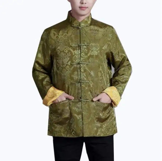 Men Chinese Dragon Shirt Kung Fu Coats China New Year Tang Suit Traditional Chinese Clothing For Men Jackets Hanfu Men Clothing - Hiron Store