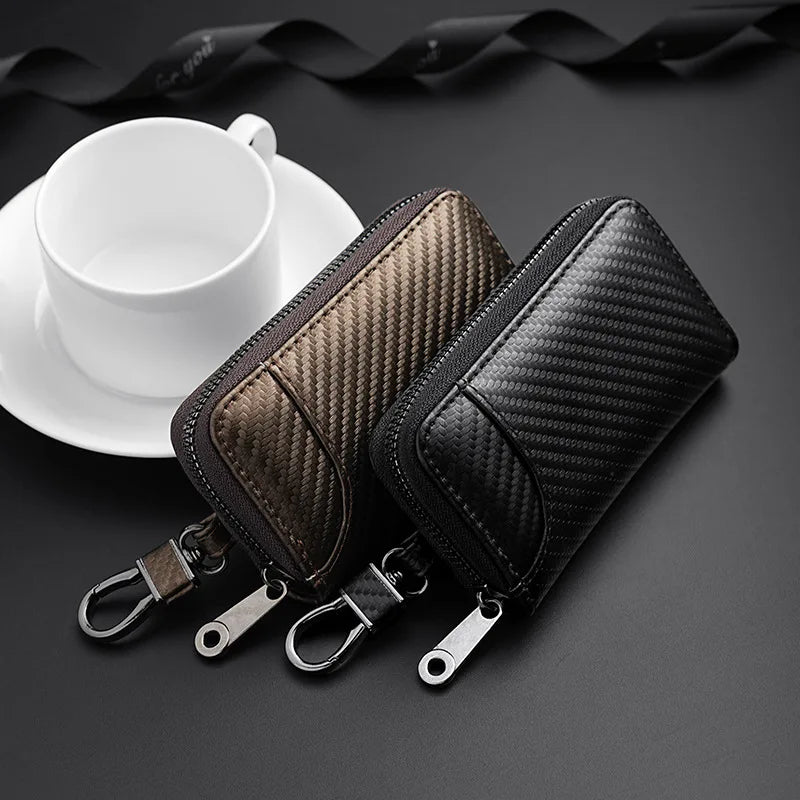 Key Bag Multifunction Organizer Wallet Holder Smart Housekeeper Car Small Case Keys Carbon Fiber Fabric Keychain