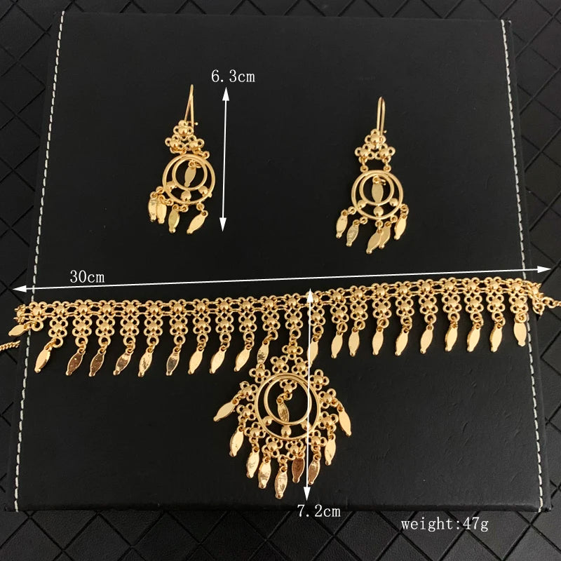 Gold Plated Tassels Hair Chain Arabic Luxury Wedding Bride Hair Jewellery maang tikka