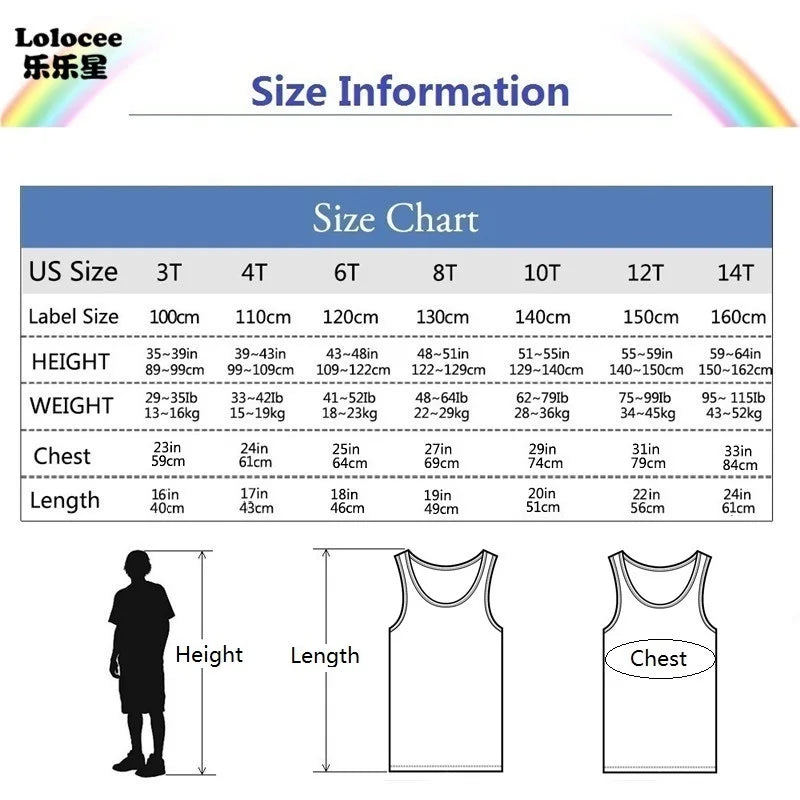 3-14years Girls Shiba Inu Dog Print Tank Top Children Cute Dog Sleeveless T-shirt