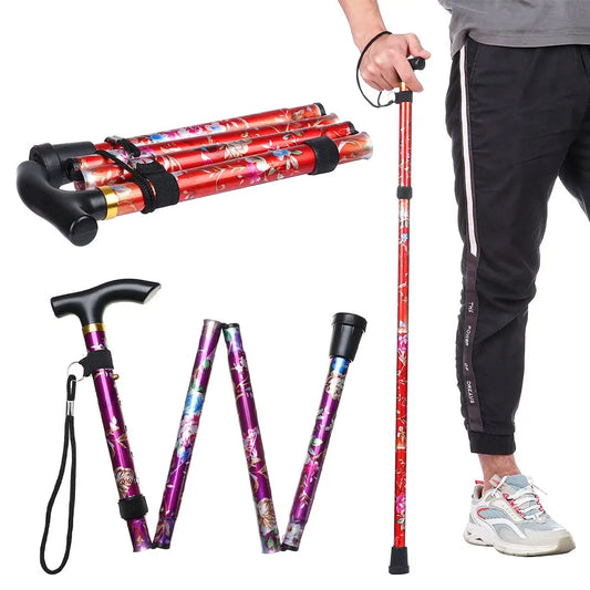 Collapsible Elderly Care Gift for Adults Elder Non-slip Walking Cane Folding Trekking Stick