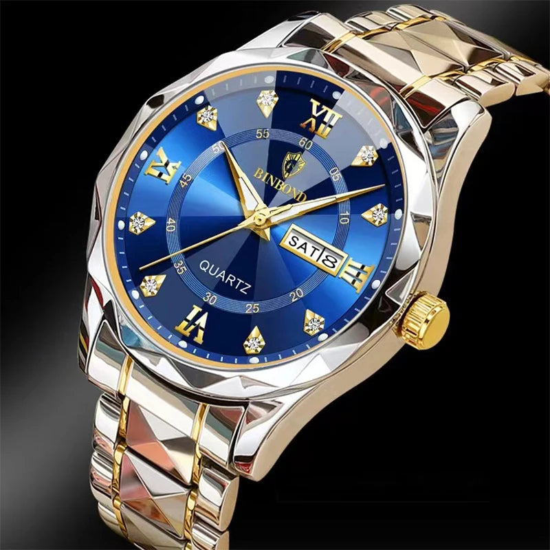 Fashion Men's Watches Fashion Trend Quartz Wristwatch Original Waterproof Stainless Steel Watch for Man Date Week 2023 Top Sale - Hiron Store