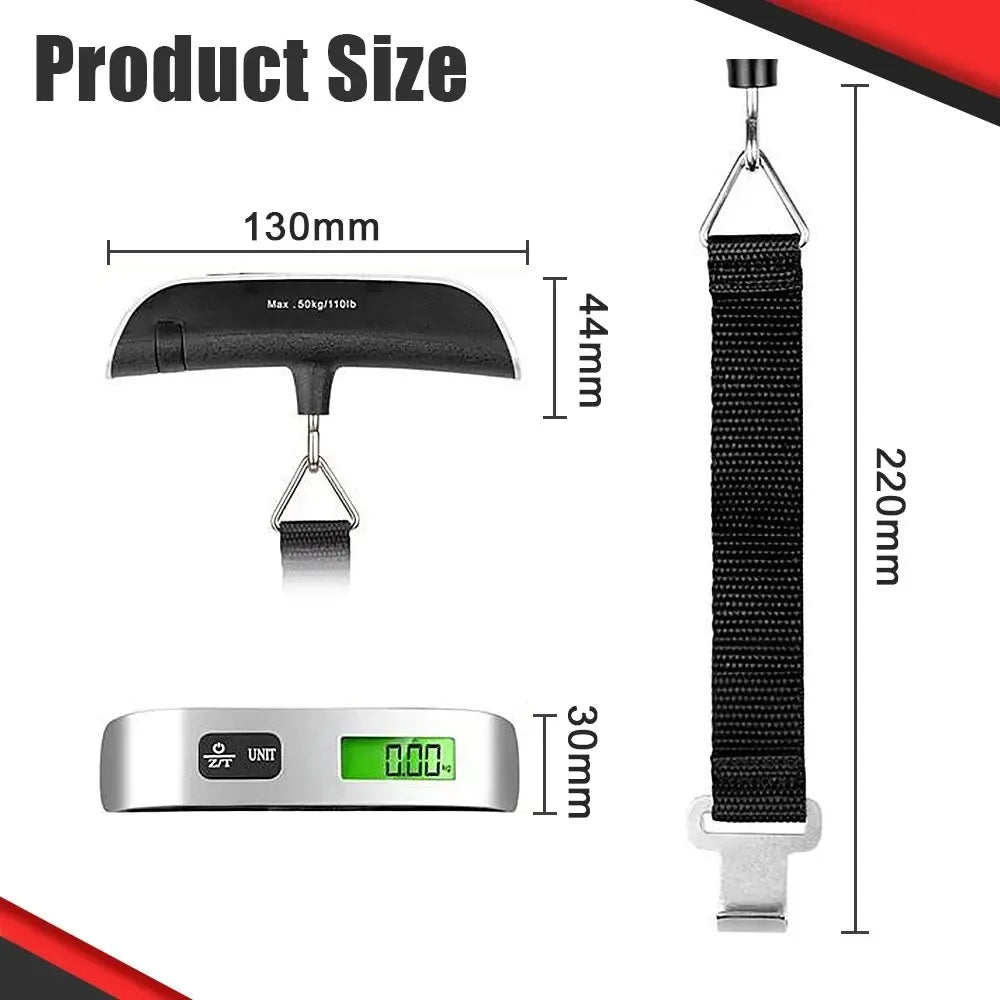 110lb/50kg Portable Scale Digital LCD Display Electronic Scale Weight Suitcase Travel Weighs Baggage Bag Weight Balance Tool - Hiron Store