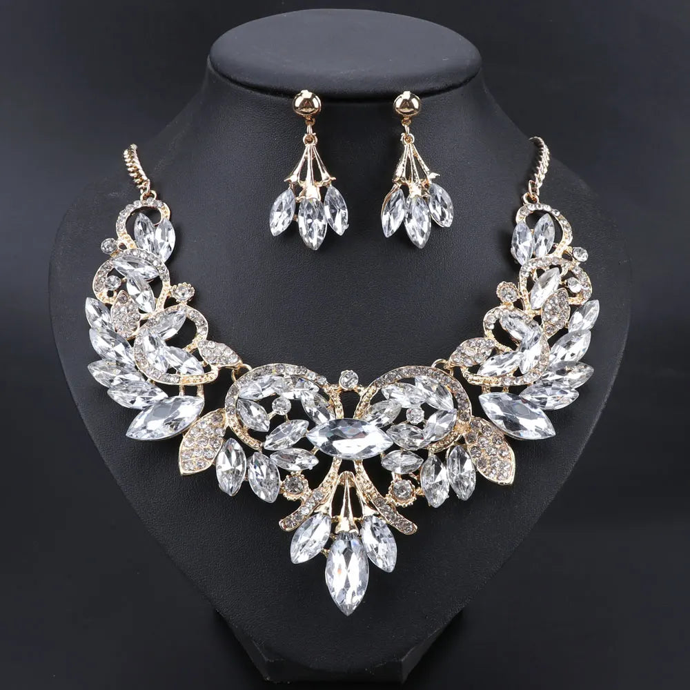 Crystal Bridal Jewelry Sets Costume Accessories Wedding Necklace Earrings Set